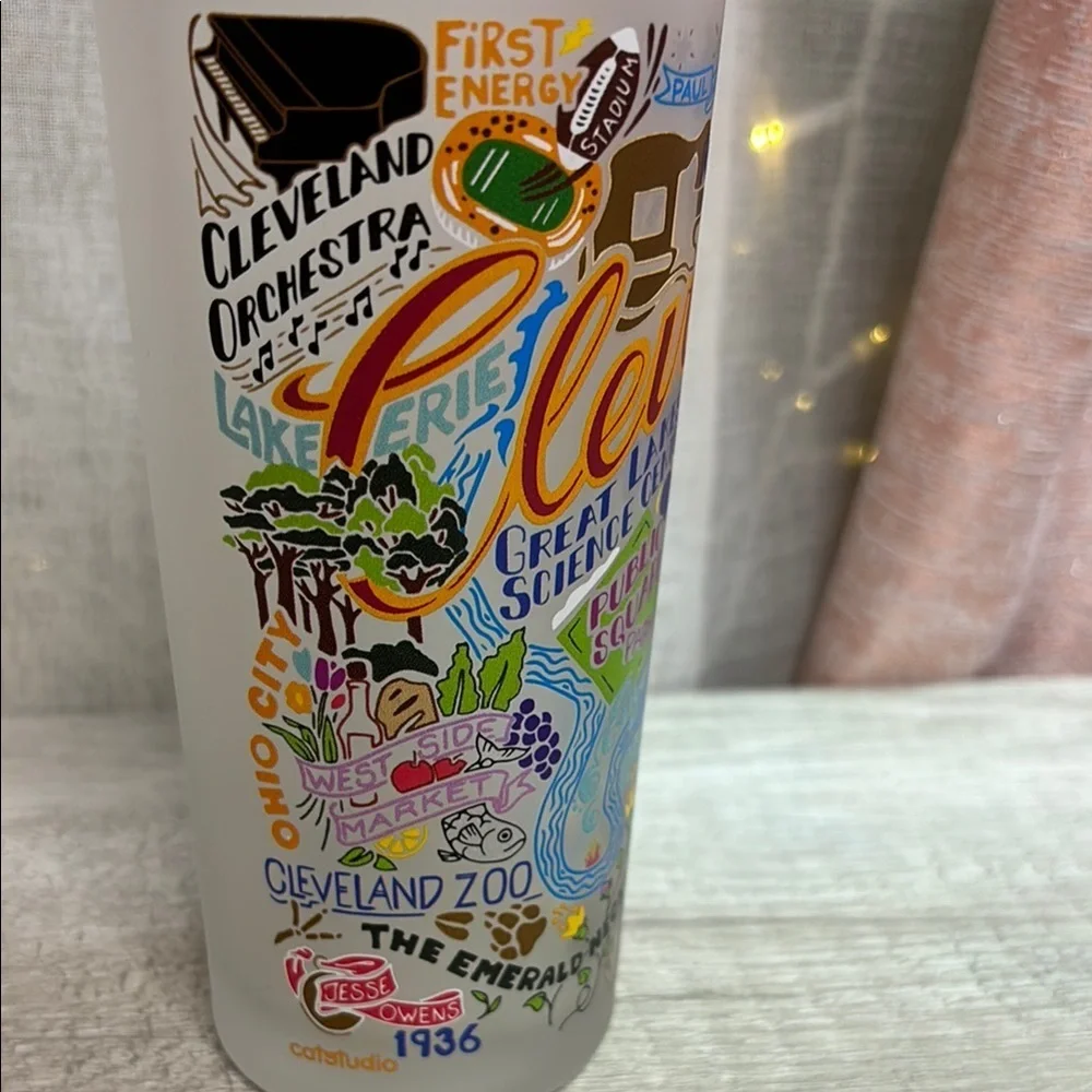 Cleveland Themed Frosted Glass